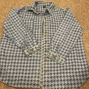 Houndstooth denim button up